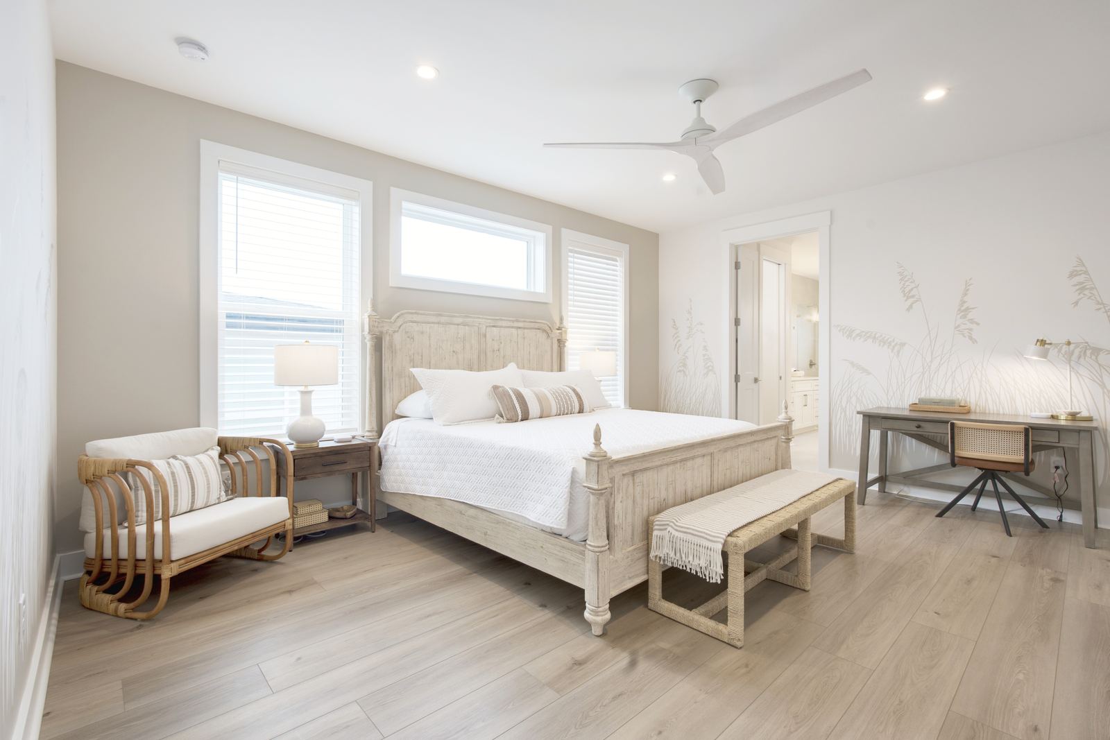 Primary bedroom in a coastal rental